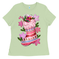 Matcha pink christmas socks Ladies Tee - CowGirlArtShop