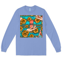 Colony Blue hand cream nail polish remover and sunflowers with leopard and glitter Long Sleeve Tee - BundleAndBundleShop