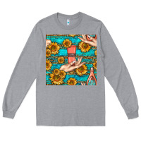 Heather Grey hand cream nail polish remover and sunflowers with leopard and glitter Long Sleeve Tee - BundleAndBundleShop