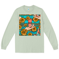 Matcha hand cream nail polish remover and sunflowers with leopard and glitter Long Sleeve Tee - BundleAndBundleShop