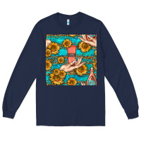 Navy hand cream nail polish remover and sunflowers with leopard and glitter Long Sleeve Tee - BundleAndBundleShop