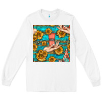 White hand cream nail polish remover and sunflowers with leopard and glitter Long Sleeve Tee - BundleAndBundleShop