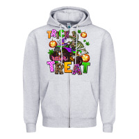 Heather Grey trick rawr treat Zipper Hoodie - AdoDesignShop
