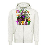 Oatmeal Heather trick rawr treat Zipper Hoodie - AdoDesignShop