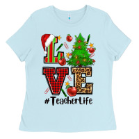 Baby Blue love teacher life christmas Ladies Tee - CowGirlArtShop