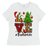 Love Teacher Life Christmas Ladies Tee | Teevron