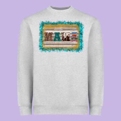 Western Turquoise's Mama Background Heavyweight Sweatshirt Designed By Barkaloodesign