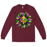 Burgundy Mardi Gras Sunflower Long Sleeve Tee - BundleAndBundleShop