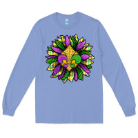 Colony Blue Mardi Gras Sunflower Long Sleeve Tee - BundleAndBundleShop