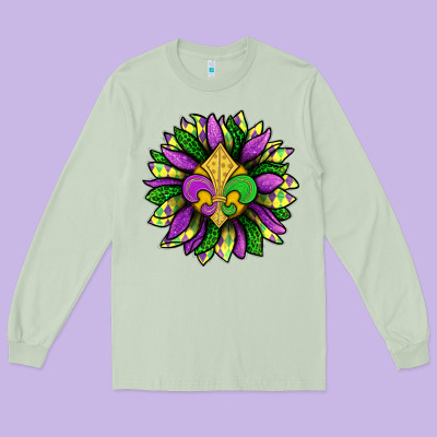 Mardi Gras Sunflower Long Sleeve Tee Designed By Bundleandbundleshop