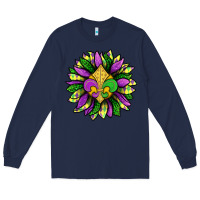 Navy Mardi Gras Sunflower Long Sleeve Tee - BundleAndBundleShop