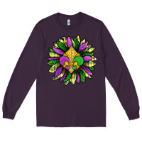 Plum Mardi Gras Sunflower Long Sleeve Tee - BundleAndBundleShop