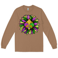 Toasted Coconut Mardi Gras Sunflower Long Sleeve Tee - BundleAndBundleShop