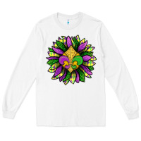 White Mardi Gras Sunflower Long Sleeve Tee - BundleAndBundleShop
