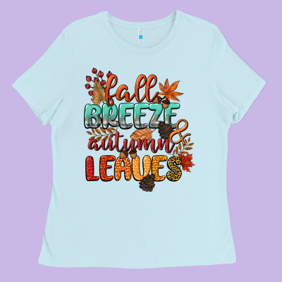 Fall Breeze And Autumn Leaves Ladies Tee Designed By Cowgirlartshop
