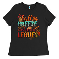 Black fall breeze and autumn leaves Ladies Tee - CowGirlArtShop