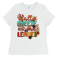 White fall breeze and autumn leaves Ladies Tee - CowGirlArtShop