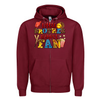 Burgundy little brother biggest fan Zipper Hoodie - AdoDesignShop