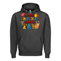 Charcoal Heather little brother biggest fan Zipper Hoodie - AdoDesignShop