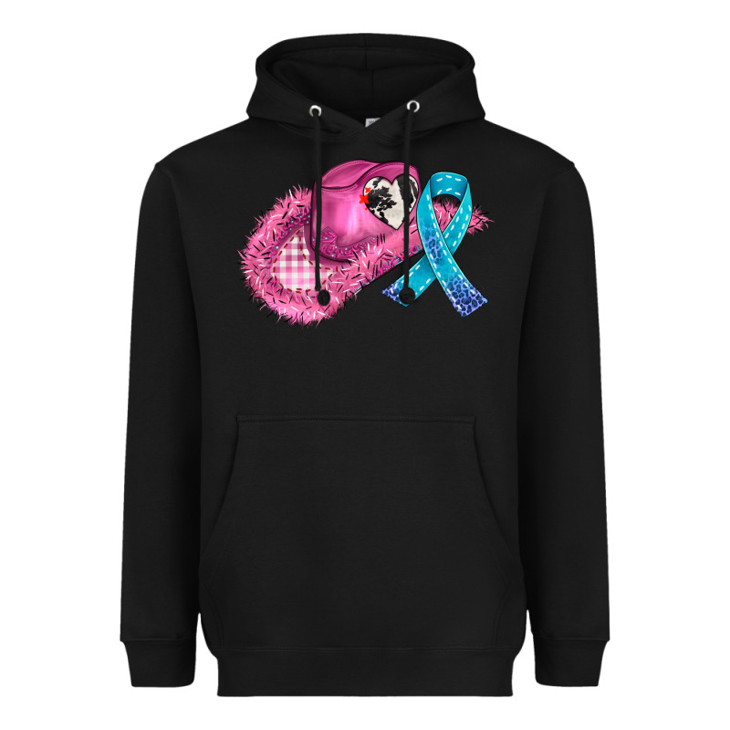 Cowboy Hat And Cancer Ribbon Heavyweight Hoodie by AdoDesignShop | Teevron