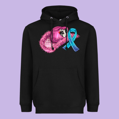 Cowboy Hat And Cancer Ribbon Heavyweight Hoodie Designed By Adodesignshop