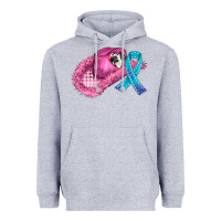 Heather Grey cowboy hat and cancer ribbon Heavyweight Hoodie - AdoDesignShop