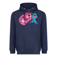 Navy cowboy hat and cancer ribbon Heavyweight Hoodie - AdoDesignShop