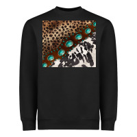 Black leopard and cowhide gemstone leather Heavyweight Sweatshirt - BarkalooDesign