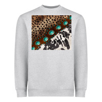 Heather Grey leopard and cowhide gemstone leather Heavyweight Sweatshirt - BarkalooDesign