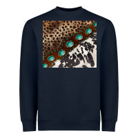 Navy leopard and cowhide gemstone leather Heavyweight Sweatshirt - BarkalooDesign