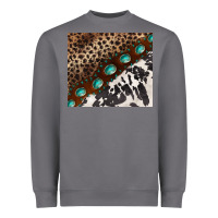Storm leopard and cowhide gemstone leather Heavyweight Sweatshirt - BarkalooDesign
