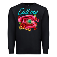 Black call me roses and pink telephone Premium Sweatshirt - AdoDesignShop