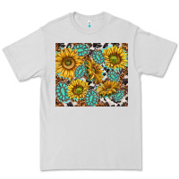 Dove Grey turquoise sunflowers with gemstones Premium Tee - TumblerDesignByShophia
