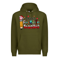 Army Green Santa Favorite Teacher Premium Hoodie - CowhideDigitalArt