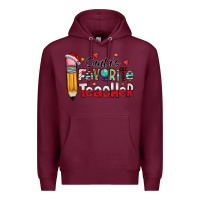 Burgundy Santa Favorite Teacher Premium Hoodie - CowhideDigitalArt