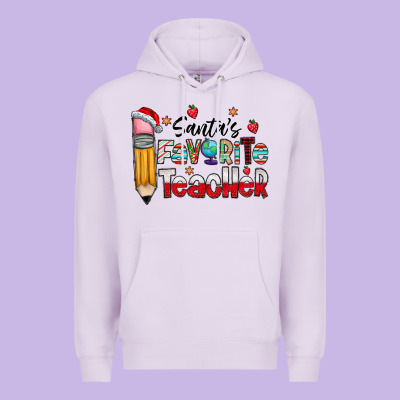 Santa Favorite Teacher Premium Hoodie Designed By Cowhidedigitalart