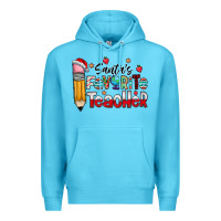 Ocean Blue Santa Favorite Teacher Premium Hoodie - CowhideDigitalArt