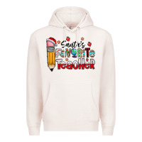 Pale Pink Santa Favorite Teacher Premium Hoodie - CowhideDigitalArt