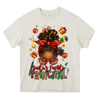 Santas Favorite Principal Afro Messy Bun Heavy Core Tee | Teevron