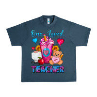 Midnight Navy One Loved Teacher Valentines Day Cold Drink Frappe Urban Heavy Tee - FaDigitalArtStudio