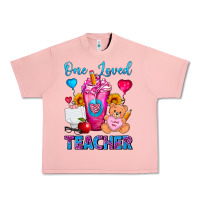 Salmon One Loved Teacher Valentines Day Cold Drink Frappe Urban Heavy Tee - FaDigitalArtStudio