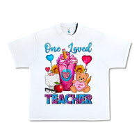 White One Loved Teacher Valentines Day Cold Drink Frappe Urban Heavy Tee - FaDigitalArtStudio