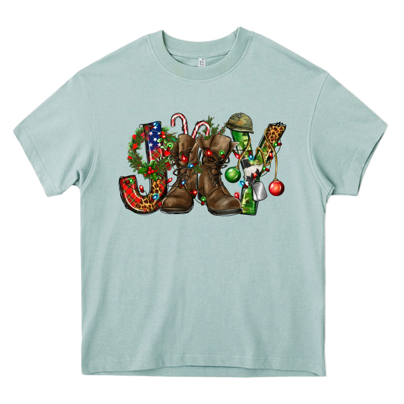 Army Christmas Joy Heavy Core Tee by NancyCooperArtShop | Teevron