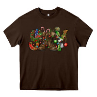 Chocolate Brown Army Christmas Joy Heavy Core Tee - NancyCooperArtShop
