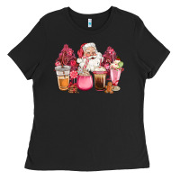 Pink Christmas Pink Tree Santa Coffe Cups Ladies Tee | Teevron