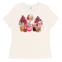 Bone pink christmas pink tree santa coffe cups Ladies Tee - CowGirlArtShop