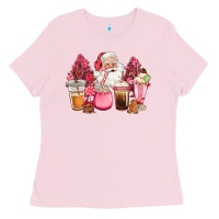 Bubblegum Pink pink christmas pink tree santa coffe cups Ladies Tee - CowGirlArtShop