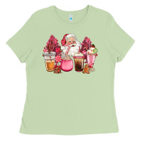 Matcha pink christmas pink tree santa coffe cups Ladies Tee - CowGirlArtShop