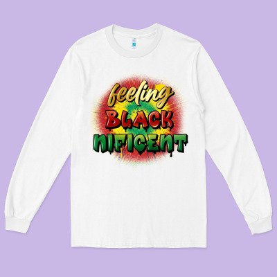 Feeling Blacknificent Long Sleeve Tee Designed By Fadigitalartstudio
