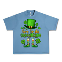 Pebble Blue Just here for the shenanigans St. Patrick's Urban Heavy Tee - OliviaCreatesArt